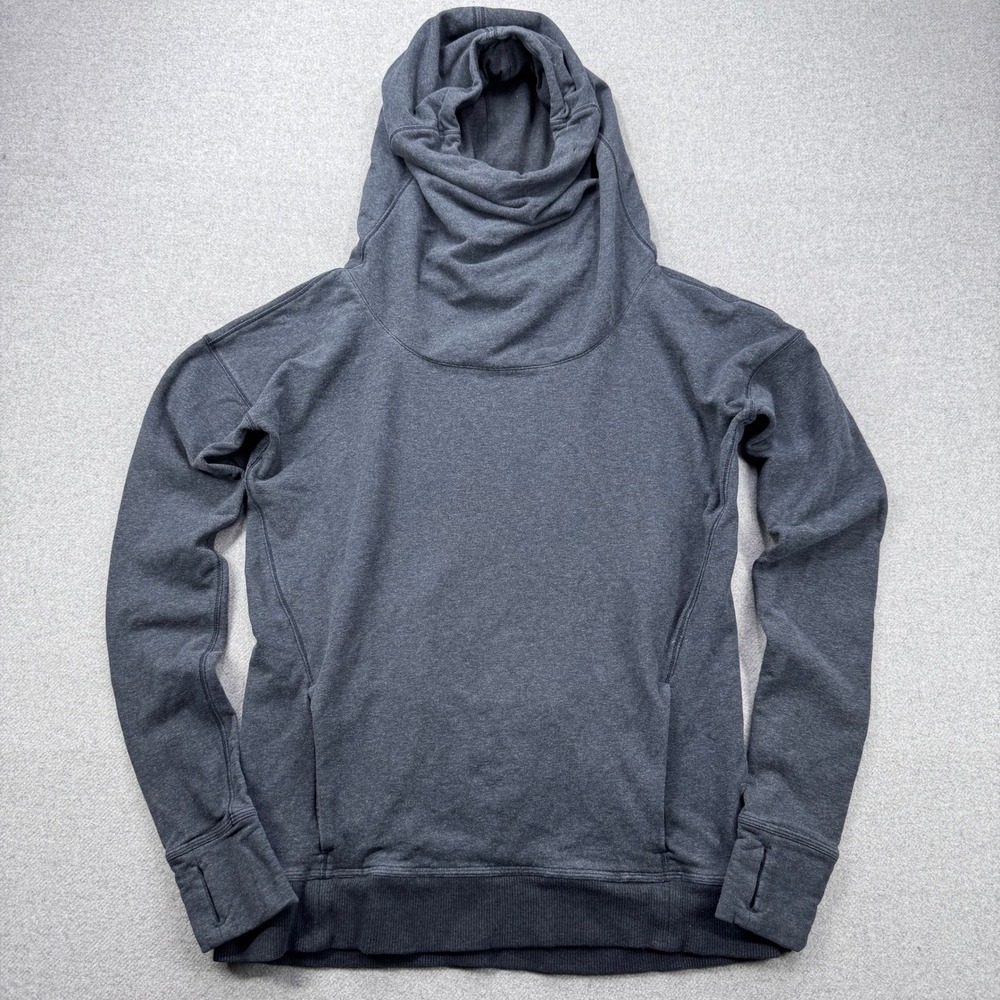 Lululemon Stress Less Funnel Cowl Neck Hoodie Women 4 Gray Scuba Thumbholes